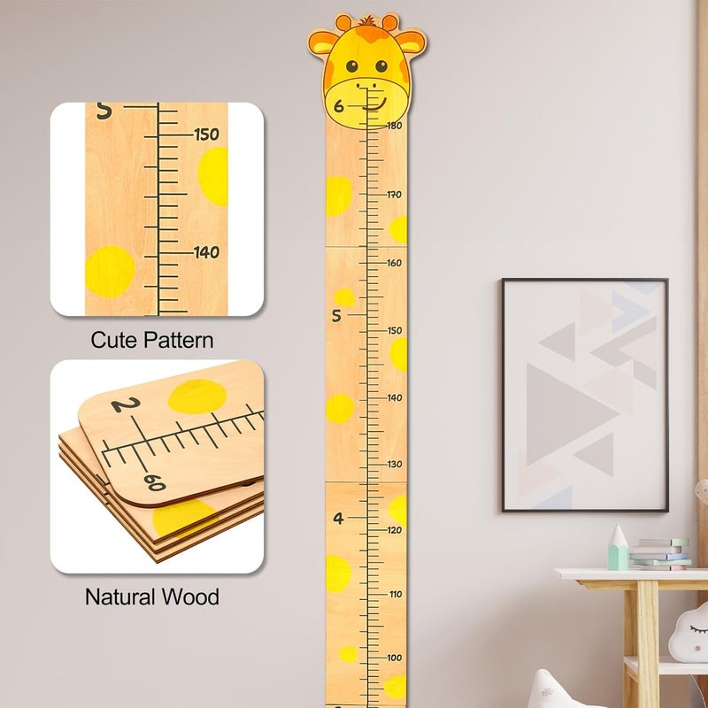 Beinou Growth Chart for Wall Wood Height Chart for Kids Height Measurement for Wall Boy Girls Height Wall Chart Growth Measuring Ruler Room Wall Decor,Yellow Giraffe - Image 4